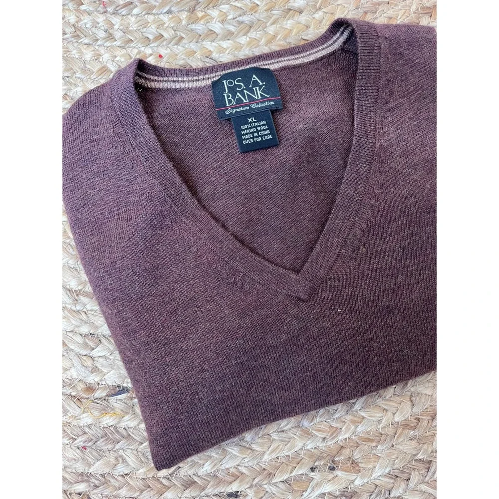 Jos. A. Bank Men's‎ Vest Sz XL Cocco Brown Grandpa Merino Wool Sweater Academia